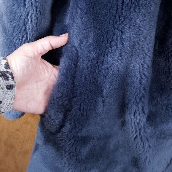 YVES SALOMON METEO Womens Coat Size 40 Blue 100% Wool Overcoat $1825 - Picture 6 of 10